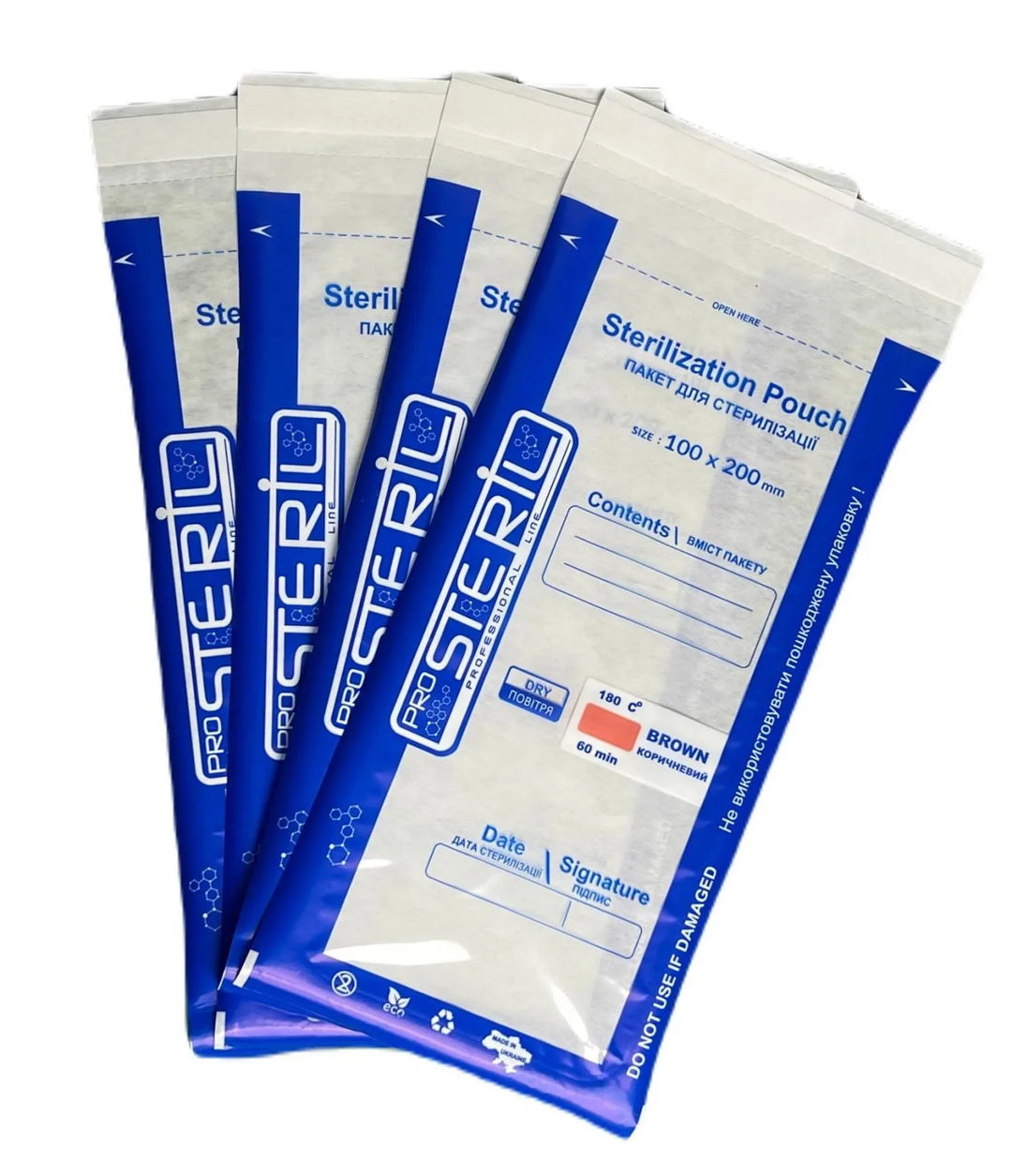 DRY/STEAM 100×200 mm white Kraft paper and transparent film 100 pcs