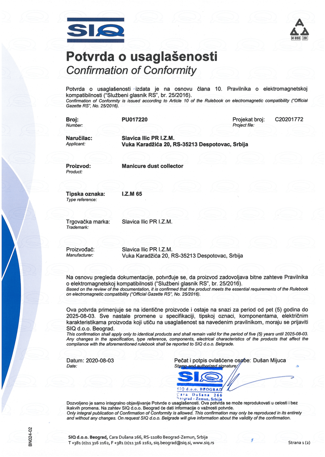 Dust collector I.Z.M 65