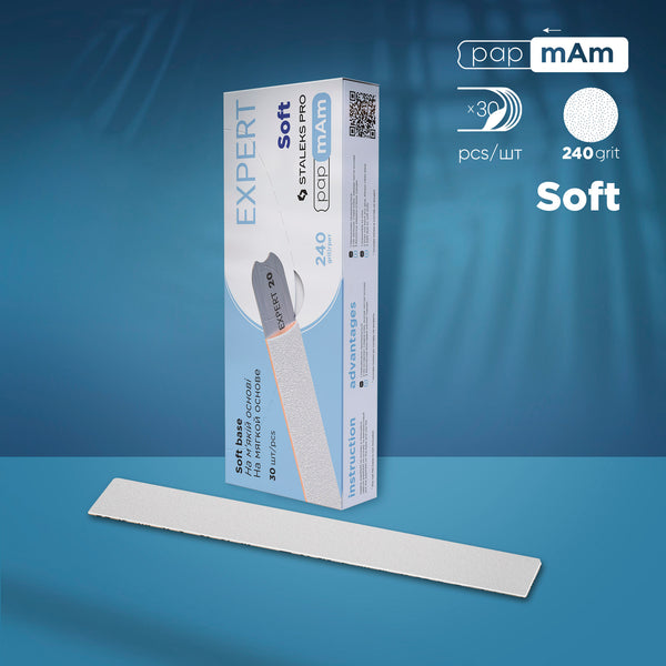 Disposable papmAm files for straight nail file (soft base) Staleks Pro Expert 20, 240 grit (30 pcs)