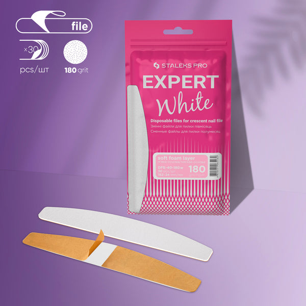 White disposable files, Staleks Pro Expert 40, 180 grit (30 pcs)